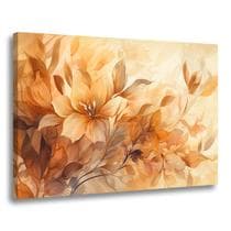 Quadro Decorativo Pintura Flores Tom Cores Laranja Amarelo Sala Quarto cozinha Tela Grande Canva 50x80cm - Ecodecor