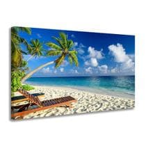 Quadro Decorativo Tela Grande Praia Mar Coqueiro Paisagem Sala Quarto Escritório Tecido Canvas 50x80cm - Antalya Store