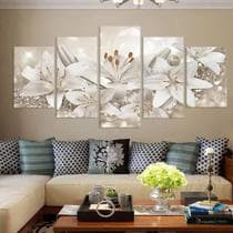 Quadros Decorativo 5 peças Flores Lírio Decoração Casa Variedades Sala Quarto