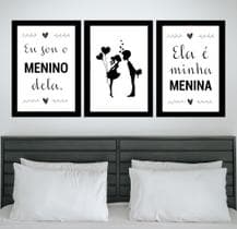 Quadros Quarto Casal Decoração Amor Coração 3 Peças 20x28cm - CAMALEÃO DECORAÇÕES