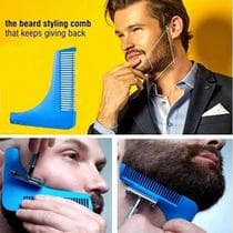Régua Modeladora para Barba com Pente Integrado Guia de Corte Bochecha Pescoço Cavanhaque Preciso - Molde Alinhador de Barba Profissional Pente