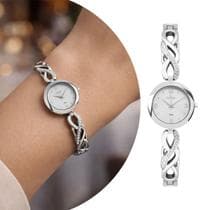 Relógio Feminino Prata com Caixa e Pulseira de Aço Inoxidável à Prova D Água Pequeno com Pedras Luxo Elegante Fashion Condor