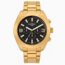 Relógio Masculino Condor Dourado Aço Inoxidável Mostrador Preto Original Resistente à Água COVD34AL4P