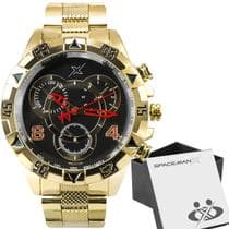 relogio masculino dourado inoxidável aço caixa premium grande pesado analogico mostrador preto social casual ponteiro - Orizom