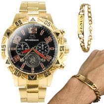 Relogio masculino dourado pulseira jesus qualidade premium preto religioso pesado presente original casual social - Orizom