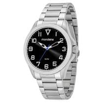 Relógio Masculino Mondaine Prata Aço Mostrador Preto Original Resistente à Água 32605G0MVNE2