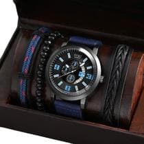 Relógio Masculino Social Alfa Luxuoso + Kit Pulseiras - SOKI