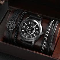 Relógio Masculino Social Alfa Luxuoso + Kit Pulseiras - SOKI