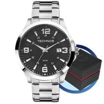 Relógio Masculino Technos Aço Prata Analógico com Calendário Original Elegante e Resistente à Água