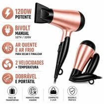 Secador de Cabelo Portatil Bivolt 1200W Compacto Dobravel com Ar Frio, 2 Velocidades - Gapa