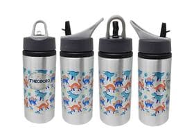 Squeeze Garrafinha Alumínio Estampa Dinossauro Azul Rosa - GMH