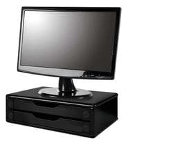 Suporte P/ Monitor 2 Gavetas Mdf Black Piano 3346 Souza