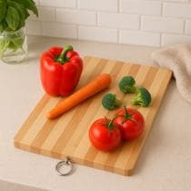 Tabua De Corte Bambu Natural 22x32cm Cozinha Fatiar Cortar Servir Carne Legumes Frios Petiscos - Amigo do Rei