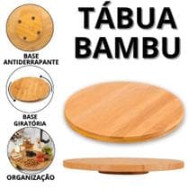 Tábua De Frios Giratória Grande Tabua De Bambu Redonda Tábuas Para Cozinha Petisqueira Giratoria - NIBUS