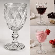 Taca de Vidro Diamond Transparente 320ml Jogo 6 Taças, Vinho, Água, Drinks, Suco, Restaurante Buffet - ingá Import