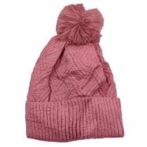 Touca De Lã Lisa Forrada Adulto Feminina Com Pompom Pelúcia de Frio Inverno Quentinha - HHW