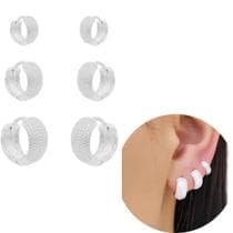 Trio Argolinha Detalhes Prata 925 delicada feminina banhada - Morganite Jóias