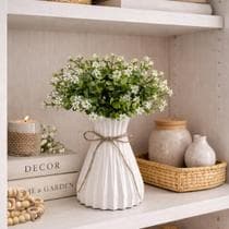 Vaso Decorativo Branco Com Buque Flores Artificiais Realistas decoração minimalista para casa escritórios vasos para estante centro de mesa - MSPAISAGISMO