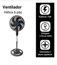 Ventilador De Coluna Solaris grande 65 pas 40cm 127v Inmetro