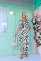 Vestido Midi Feminino Craquelado Estampado Moda Feminina Bolso Max Manga Curta 38 a 48 Moda Verão Lançamento Feminino Lindo