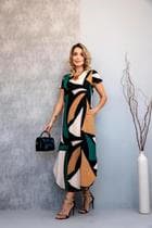Vestido Midi Feminino Estampado Moda Verão Soltinho Vestido Longo Multicolorido Moda Feminina Lançamento 38 a 48 Com Bolso