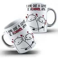Xícara Caneca Personalizada de Porcelana Cerâmica Dia dos Namorados 1 ano Casal Flor kee md6 - Casetal