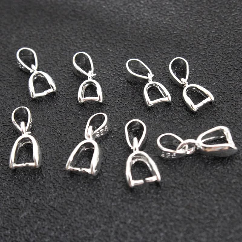 10Pcs 925 Stering Silver Plated Copper Pendant Pinch Bail Clasps Necklace Hooks Clips Connectors DIY Jewelry Making…