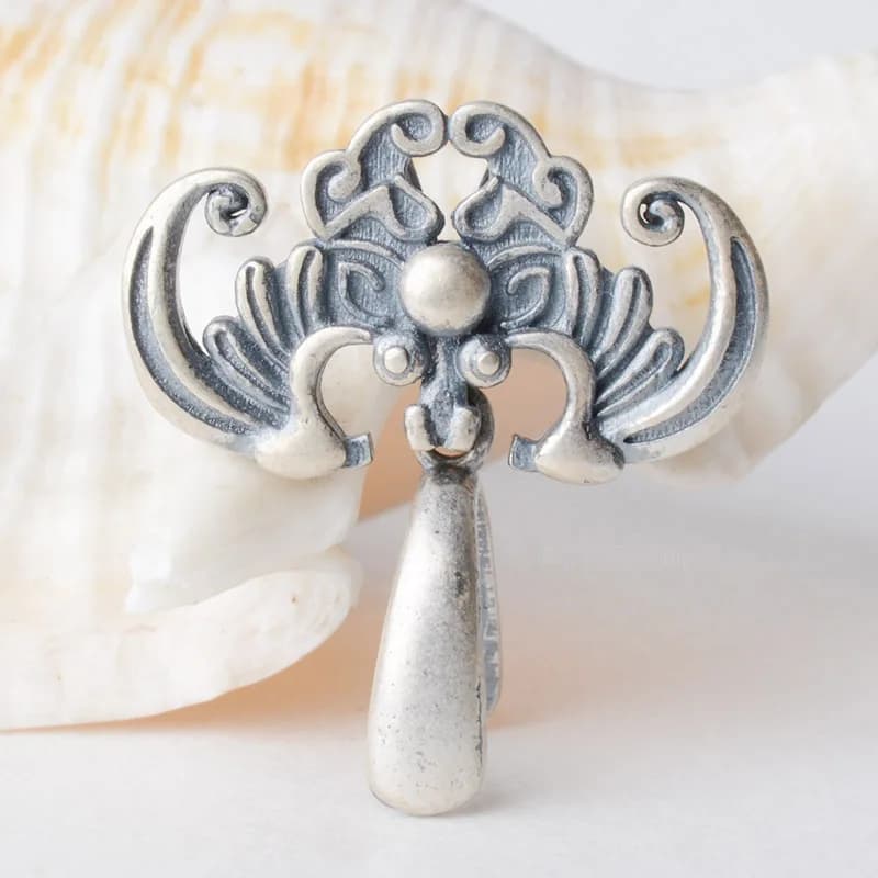 Solid 925 sterling silver bat pendant clasp connector, Thai Silver pinch bail for necklace & pendant silver jewelry