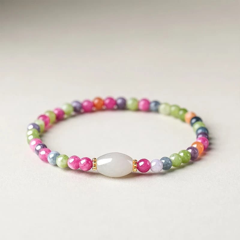 Natural Tourmaline Colored Chalcedony Bracelet Talismans Gemstone Accessories Beads Charm Luxury Amulet Carved Fashion…