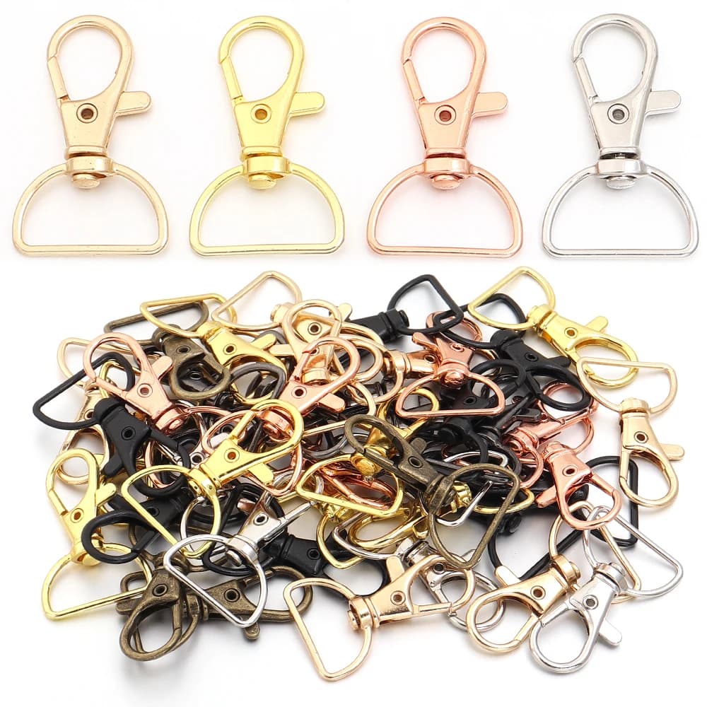10pcs/lot Metal Swivel Clasps With D Rings Lanyard Snap Hooks Key Chain Clip Hook Lobster Claw Clasp For Keychain…