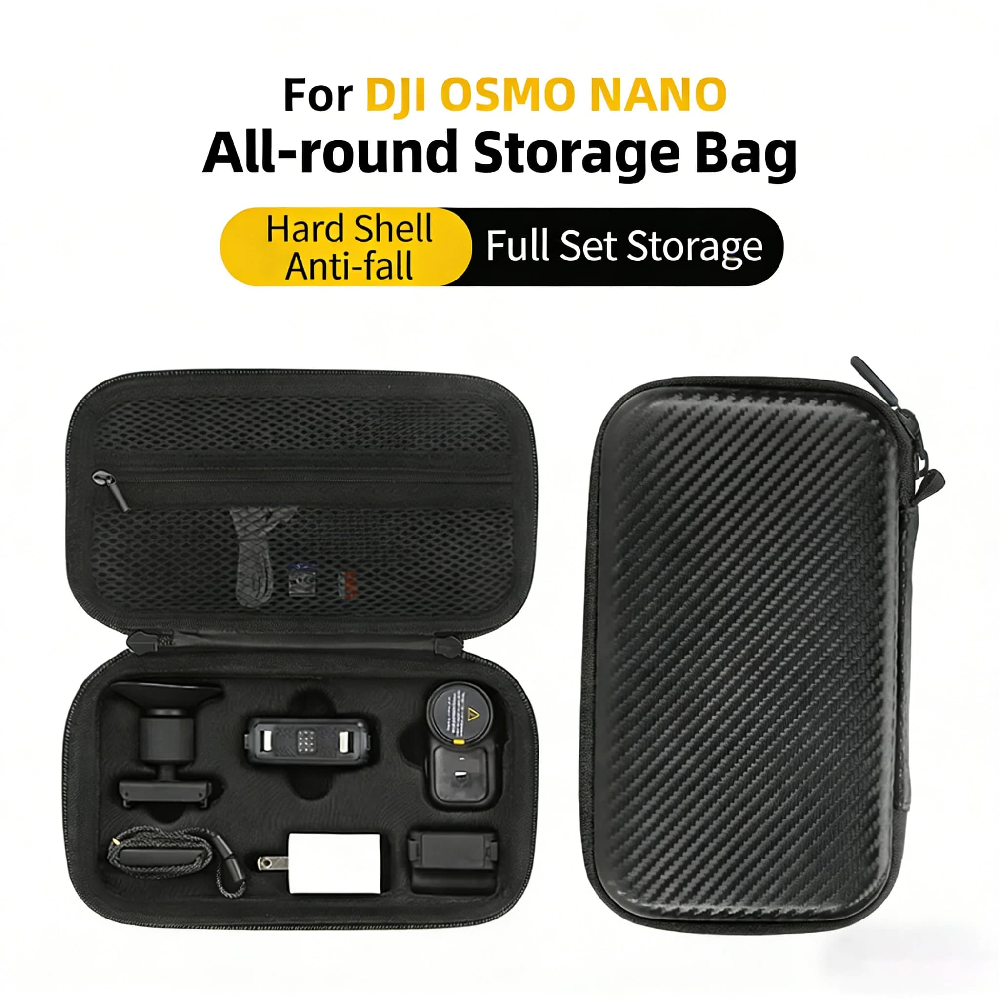 Storage Bag For DJI Osmo Nano Carbon Fiber Camera Storage Organizer Hard Carrying Case Shockproof Waterproof Carabiner…