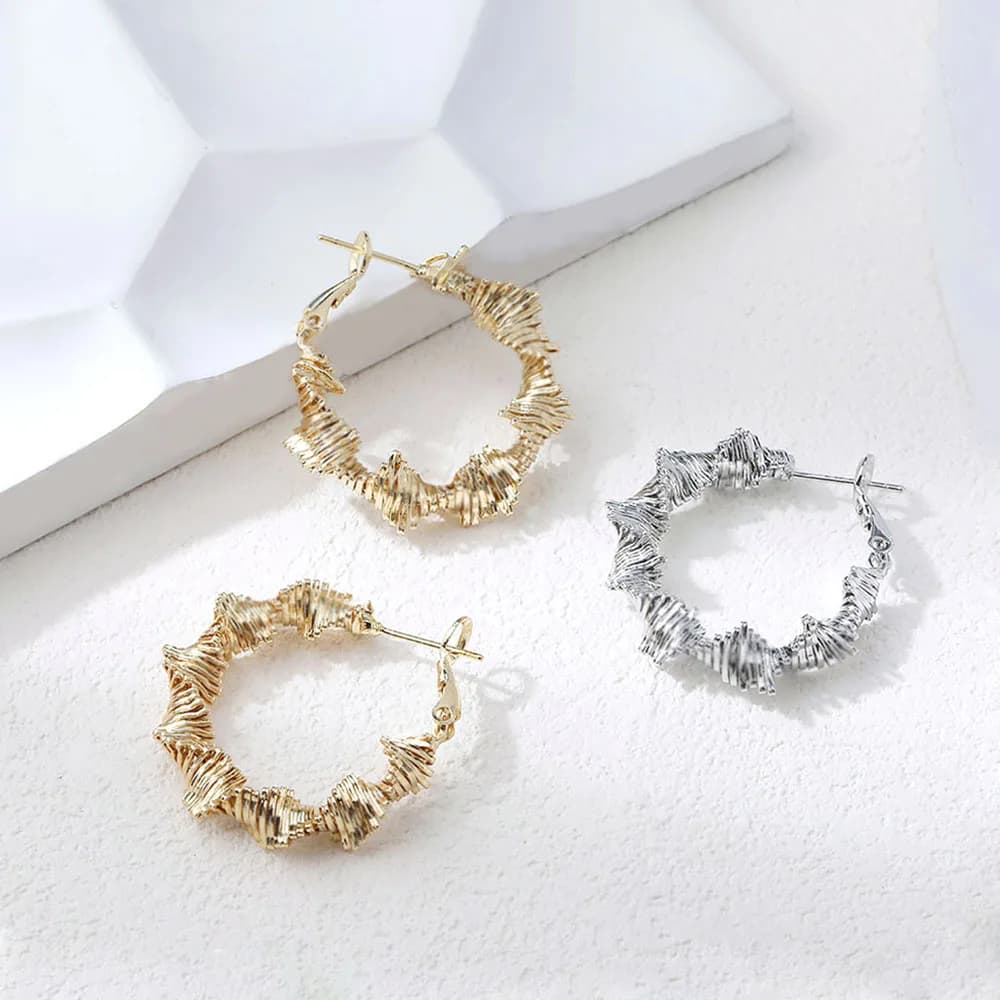 4PCS Dainty Twisted Design Ear Studs for Jewelry Making Earrings DIY Brass 14k Gold Plated Accessories 32mm