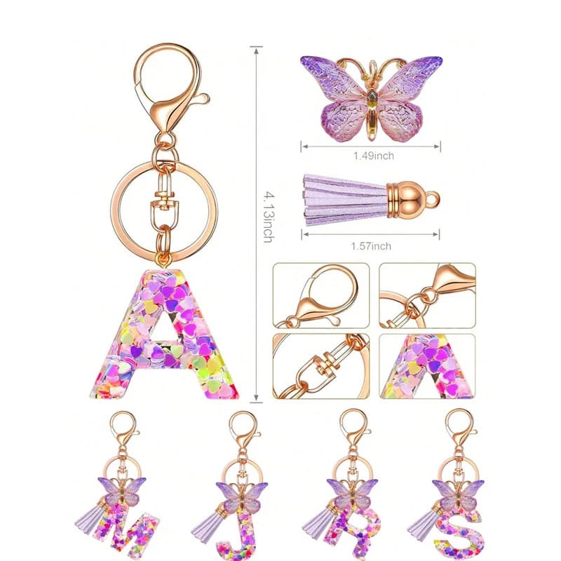 1pcs Metal Keychain Keyrings Letter Butterfly Charms Tassel Rotating Buckle Lobster Clasps Hooks Key Chains For Jewelry Findings