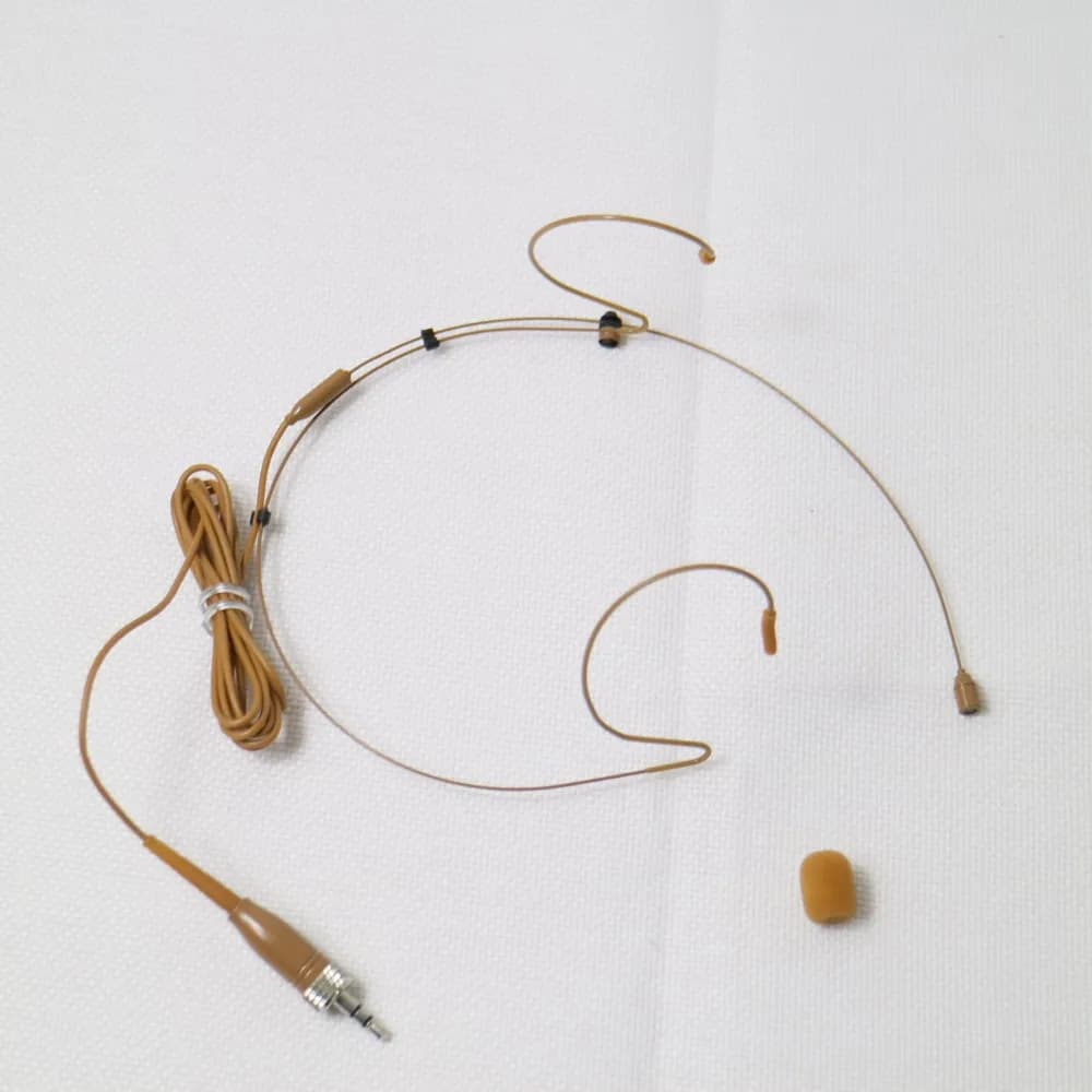 Tan HM200 Double Ear Headset Microphone For Sennheiser EW122 G3 G4 Wireless BodyPack 3.5mm Jack Lock