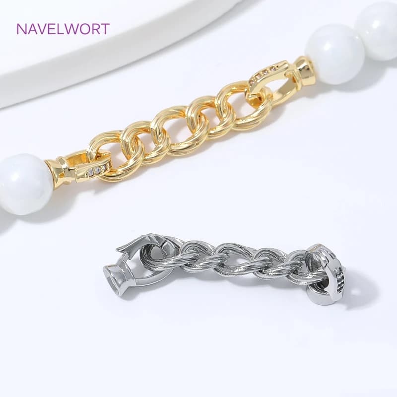 18K Gold Plated Twisted Rope Jewelry Clasp,Brass With Zircon Connector Clasps For Jewelry,DIY Bracelet Necklace Making Supplies