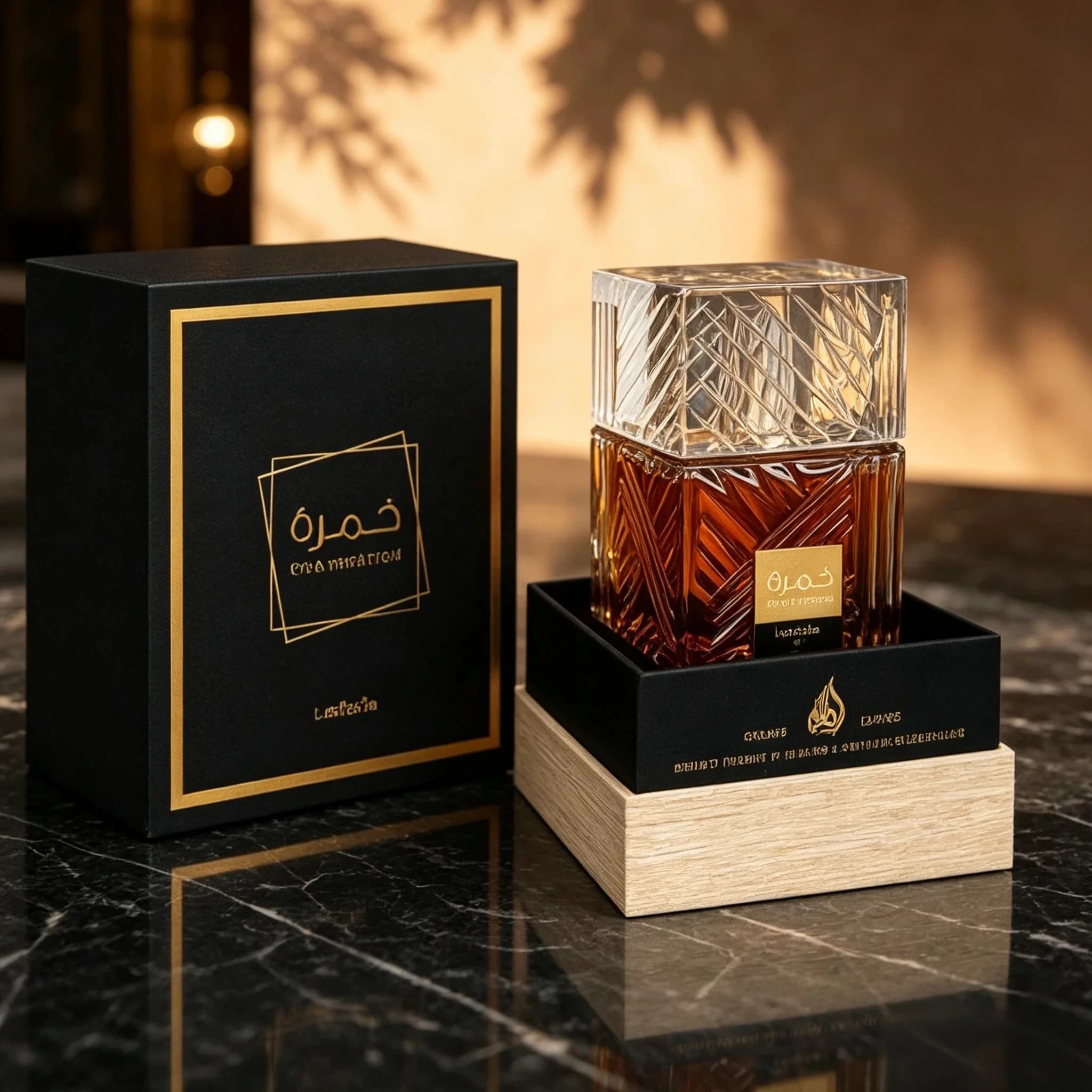 Lattafa Khamrah Amber Wood EDP 100ml. Aromatic Style: Oriental Gourmet Woody Fragrance. Long-lasting and Diffusing Scent. Applicable Scenarios: Nighttime, Dinner Parties, Dates, Gatherings; Also Suita