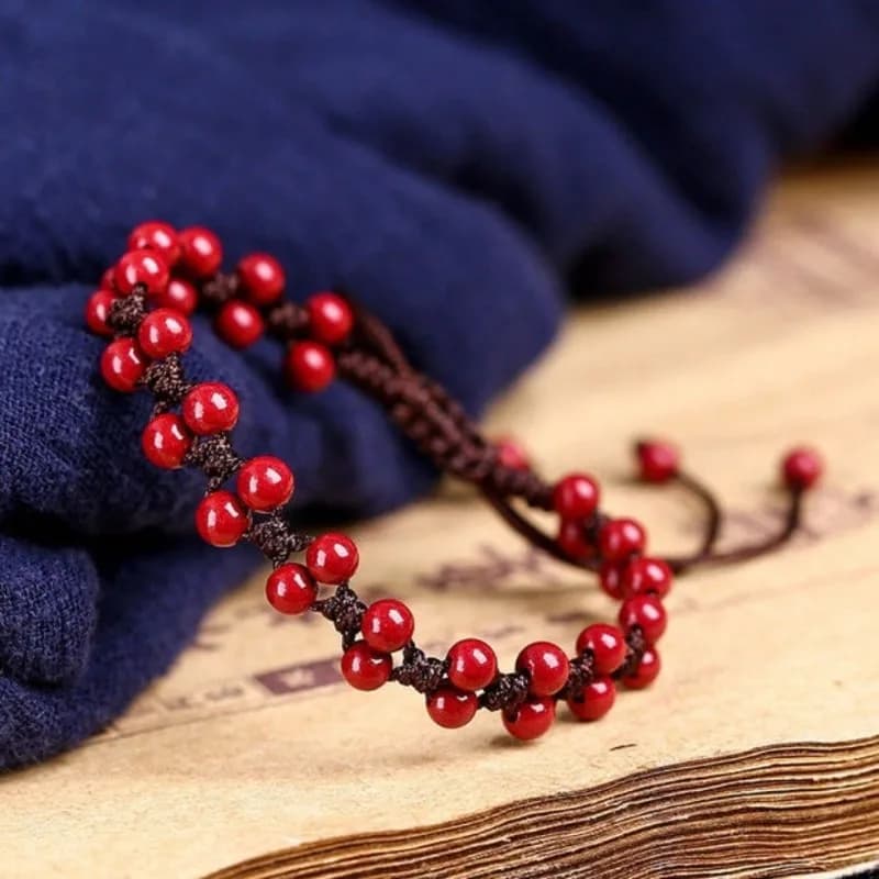 Customized Natural Red Cinnabar 6mm Beads Bracelet Jade Round Hand Weaving Jewellery Fashion Man Woman Luck Amulet New