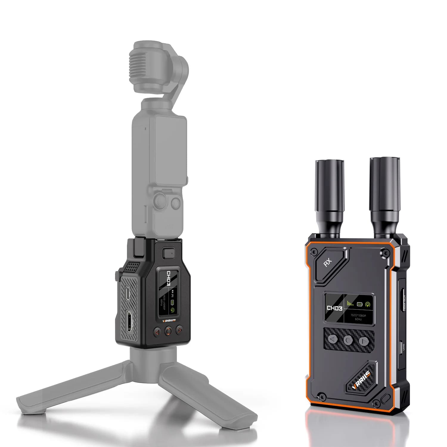 Wireless HDMI Transmitter and Receiver 1080P Wireless Extender Kit Video Transceiver 500M Support UVC for DJI Pocket3 to Monitor