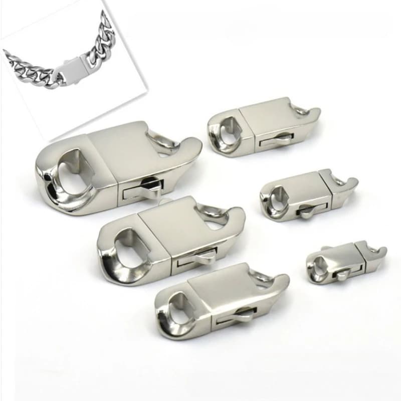 Stainless Steel Spring Clasp Lobster Clasp Cuban Link Chain for Hiphop Chain Bracelet Necklace Buckle Jewelry Making…