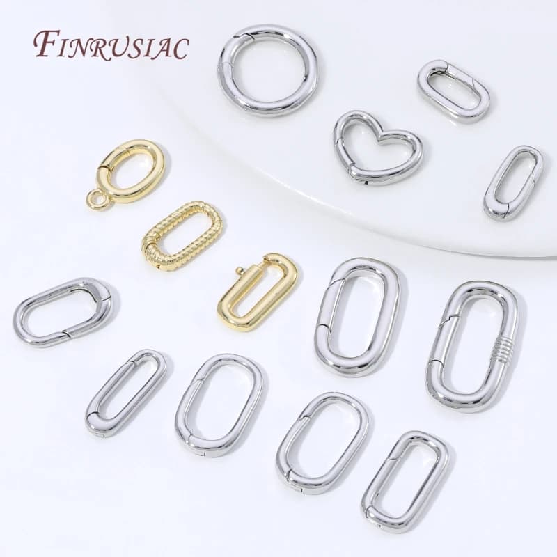 18K Gold Plated Oval Spring Ring Clasps Paperclip Carabiner Clasp For Jewelry Making DIY Bracelet Necklace Connectors…
