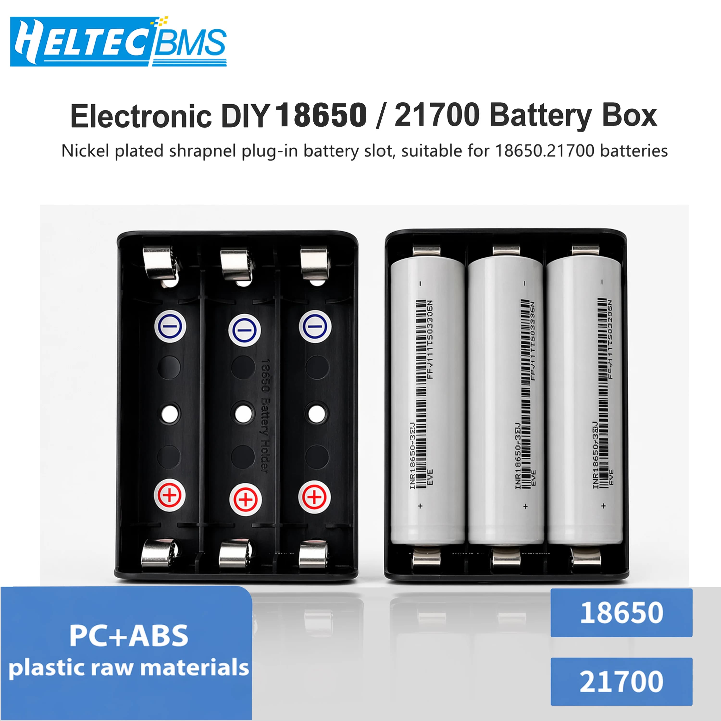 Heltec Load 15A high current 21700 battery holder Strong power supply 3A 18650 battery slot box suitable for DIY PCB