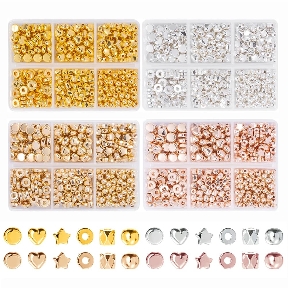6 STYLE 4 Colors Boxed CCB Spacer Beads Assorted Bracelet Making Kit for Jewelry Making Diy Bracelet Necklace Craft Accessories
