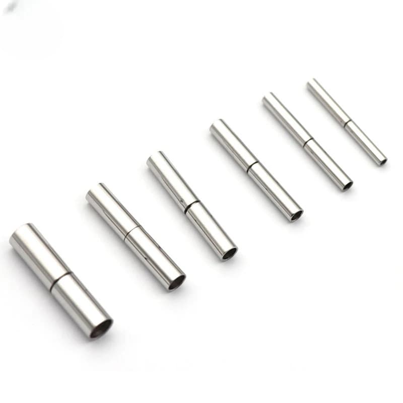 5Pcs/Lot Stainless Steel Spring Buckle Straight Through Titanium Steel Safety Lock Clasp Wax Rope Bracelet Diy Jewelry…