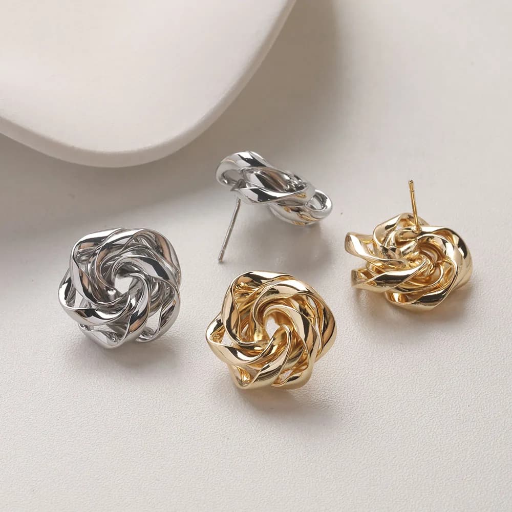 2PCS Dainty Rose Flower Ear Studs Earrings for Jewelry Making Findings DIY Hand Made Brass 14k Gold Plated 21mm…