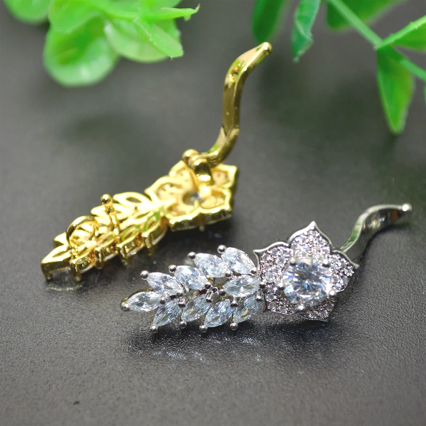 10pc High Quality CZ Paved Flower Shape Necklace Pendant Hook Clasps Jewelry Connectors