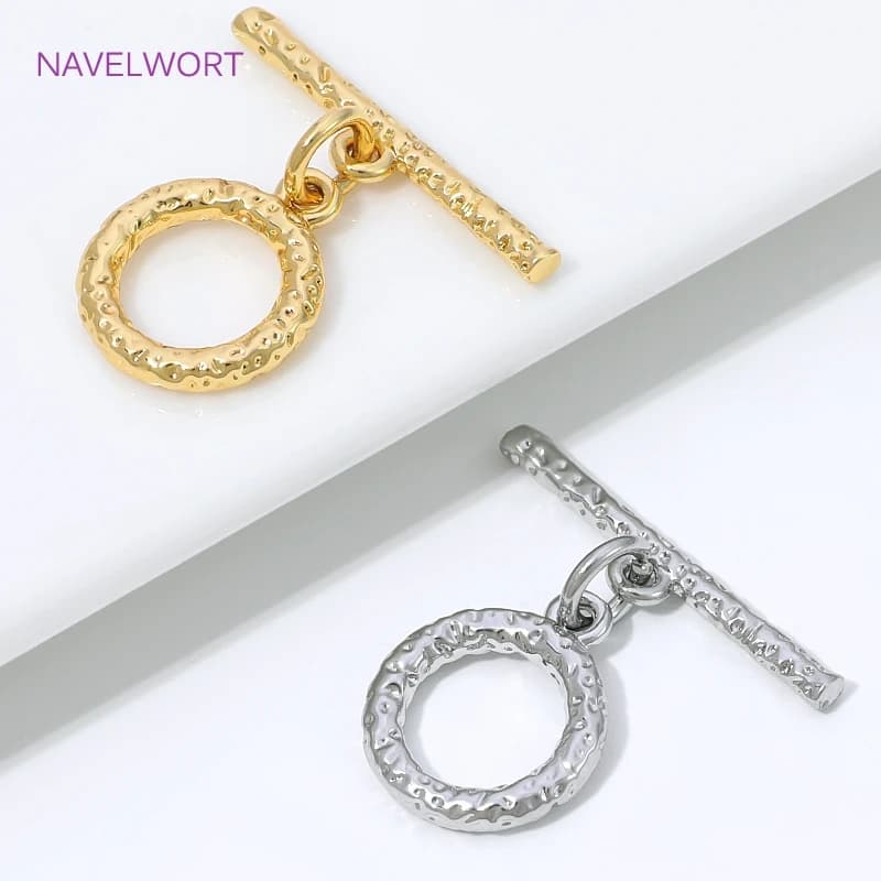 Brass Connector Clasps For Jewelry Making 18K Gold Plated Textured OT Toggle Clasp,Fastener For Bracelet, Jewelry…