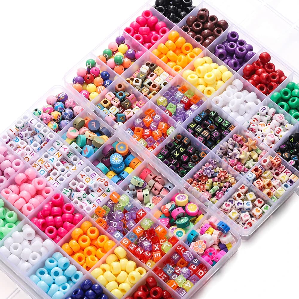 680pcs/Box Colorful Acrylic Pony Bead Square Letter Clay Spacer Beads for DIY Bracelet Necklace Jewelry Making…