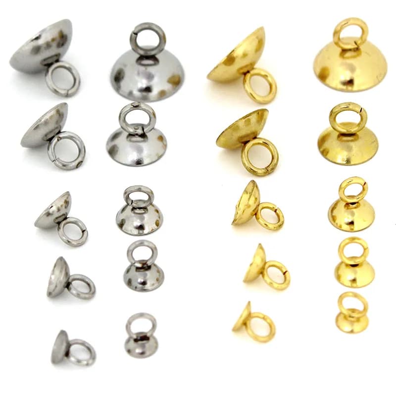 20pcs Stainless Steel Beads Beads End Caps Connector Fit Pearl Beads Pendants For DIY Necklace Jewelry Making Handmade…