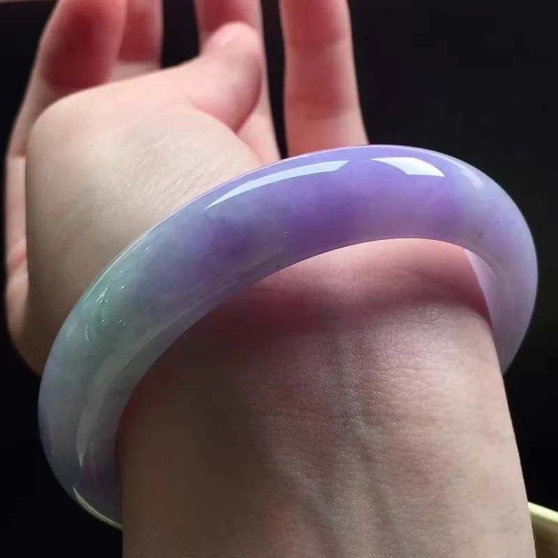 Ice Women, Burmese Purple Bangle, Wide Version Violet Jade Bracelet, Jadeite for Girls, Gift
