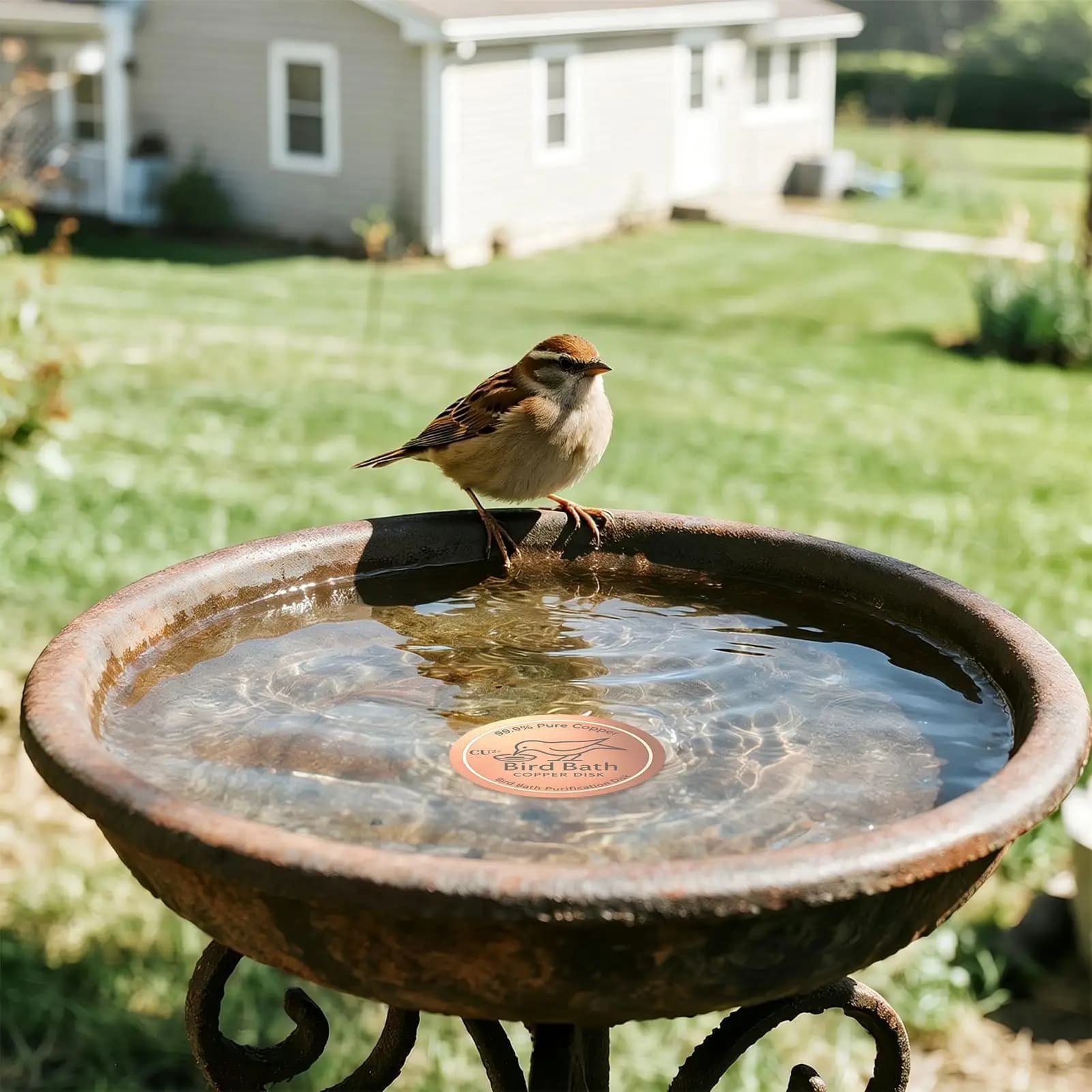 Bird Bath Copper Disk 0.6mm Thick Water Cleaner Plate Bird Bath Purification Disk For Outdoor Garden Patio Lawn Yard Farm